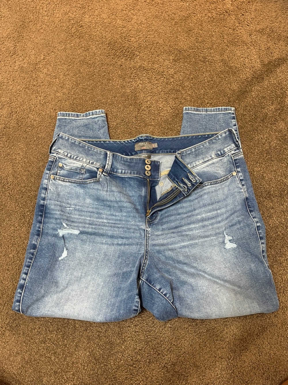 torrid Light Blue Skinny Jeans with Subtle Distressing